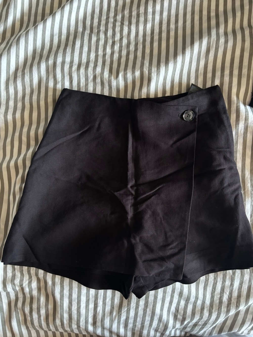 Black Women's High-Waist Wrap Front Shorts